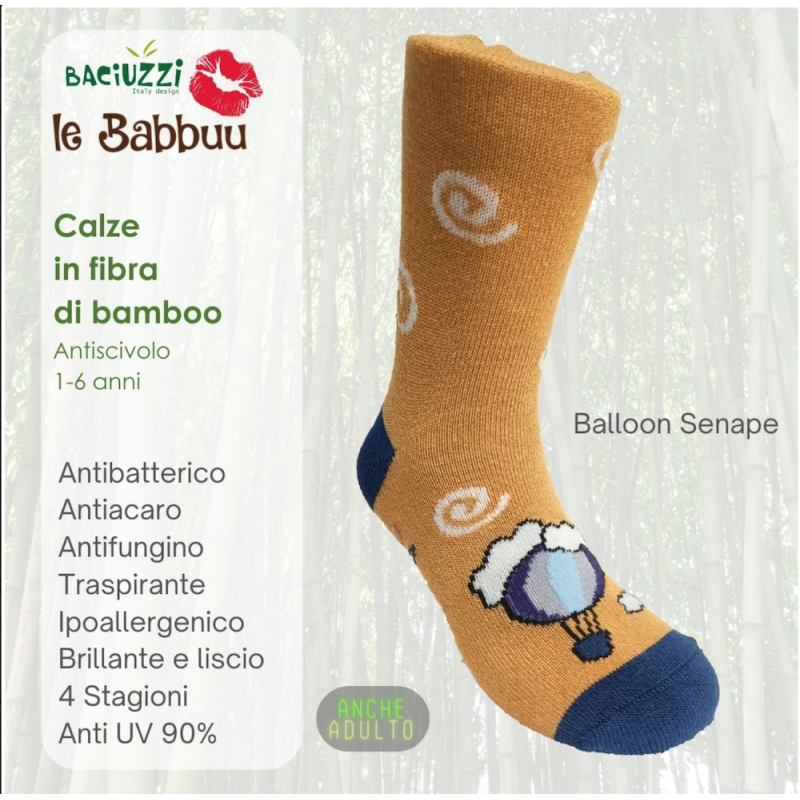 Calze in Bambù Bambino Antiscivolo Baloon senape– Comfort e Traspirabilità | Baciuzzi Le Babbuu Calze in Bambù Bambino Antiscivolo Baloon senape– Comfort e Traspirabilità | Baciuzzi Le Babbuu