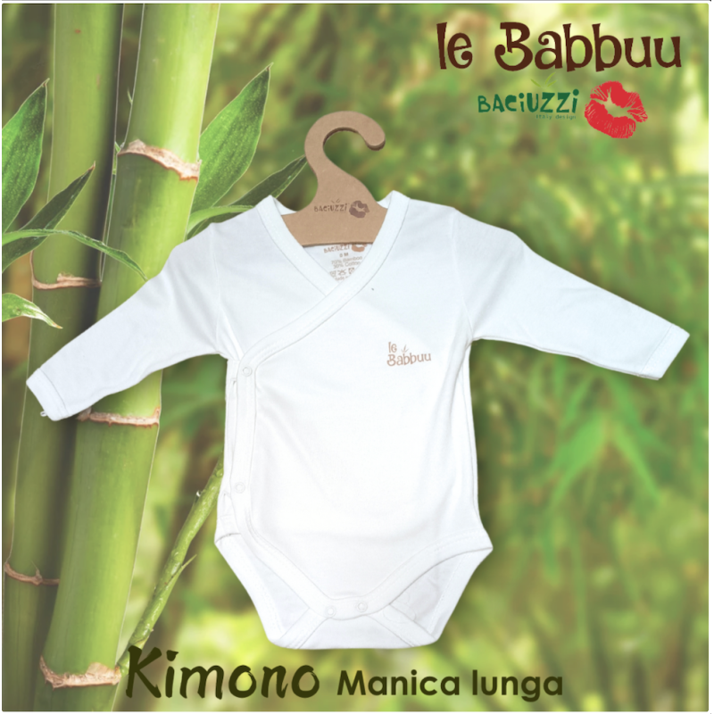 Body a Manica Lunga in Bambù con Scollo all'Americana – Baciuzzi Le Babbuu | BabyParkShop